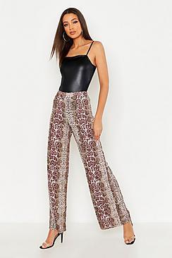 Boohoo Tall Snake Print Wide Leg Trouser