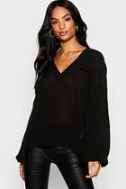 Boohoo Tall Chiffon Utility Balloon Sleeve Blouse