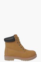 Boohoo Grace Padded Cuff Lace Up Hiker Boot Beige