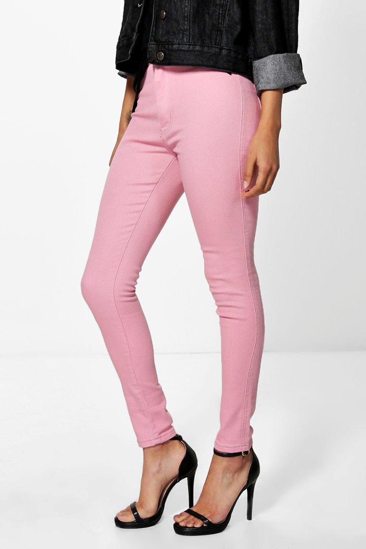 Boohoo Petite Charlie High Rise Tube Jean Rose