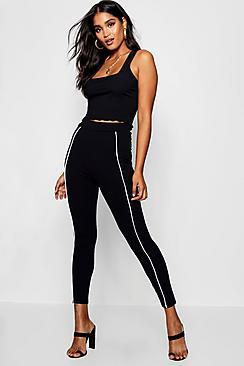 Boohoo Eva High Waist Contrast Binding Crepe Legging