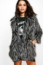 Boohoo Lois Shaggy Faux Fur Coat Black