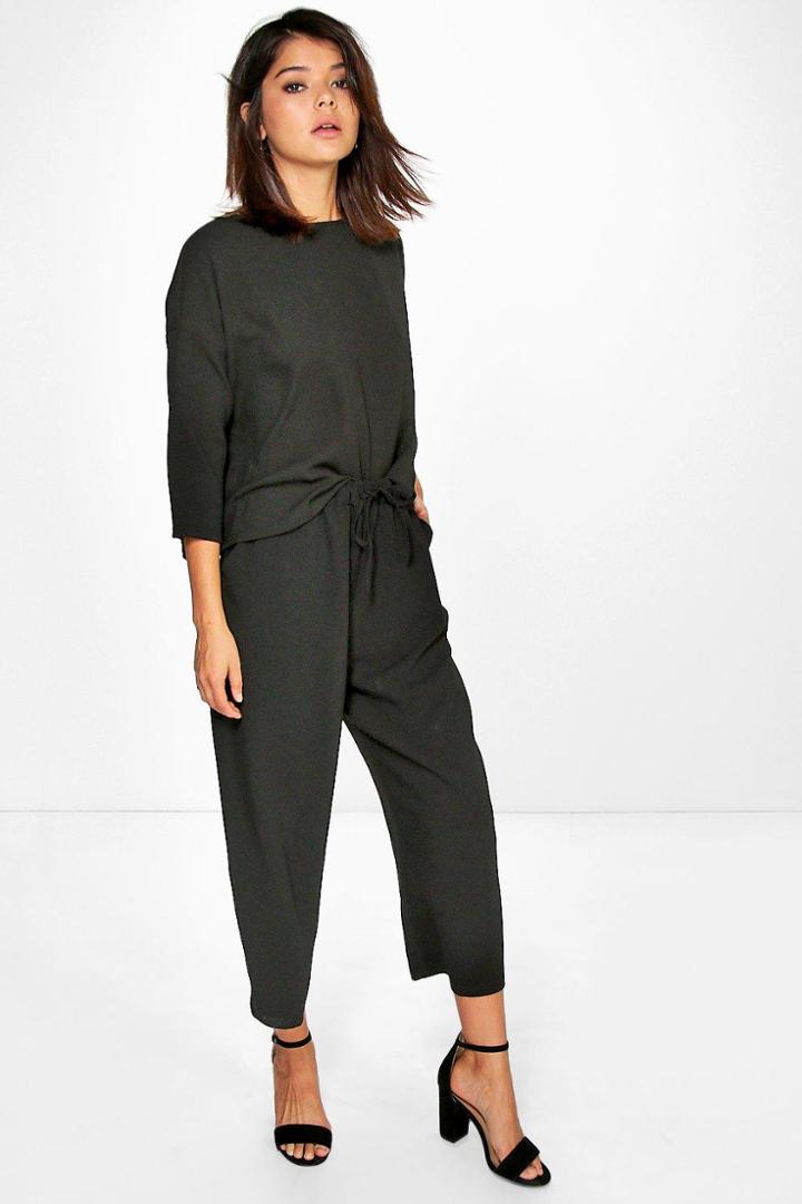 Boohoo Georgia Premium Woven Crop Trouser Black