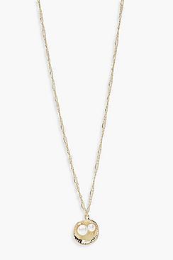 Boohoo Pearl & Shell Charm Necklace