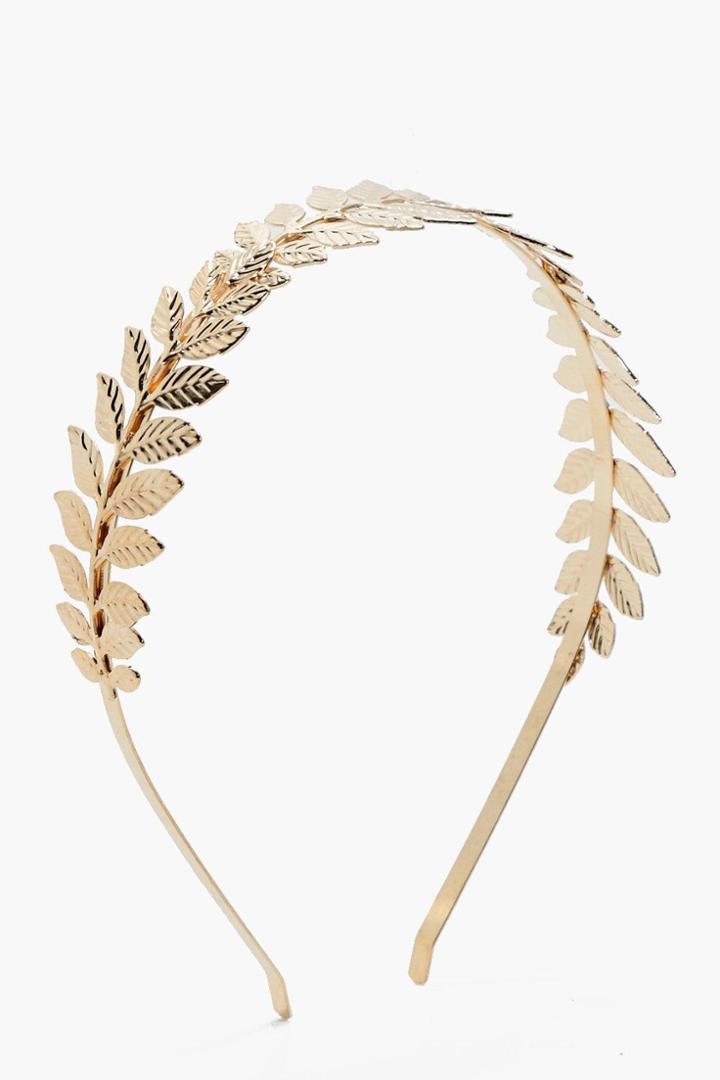 Boohoo Kerry Grecian Leaf Metal Headband Gold