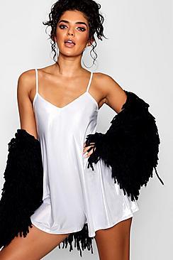 Boohoo Metallic Festival Swing Playsuit