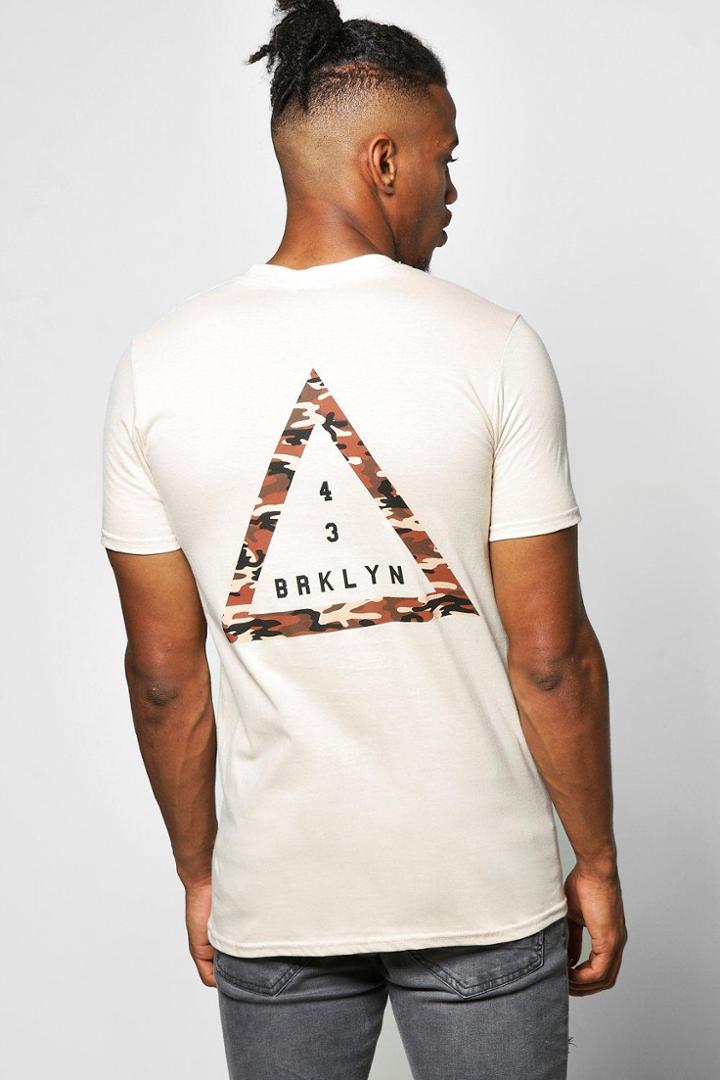 Boohoo Brooklyn Front/back Print T Shirt Sand