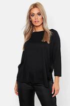 Boohoo Plus Ribbed Split Crew Neck T-shirt
