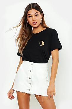 Boohoo Moon & Star Pocket Print T-shirt