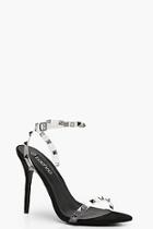 Boohoo Tia Clear Studded Strap Barely There Heels