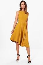 Boohoo Poppy Asymetric Formail Midi Skater Dress