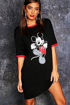 Boohoo Mickey Original Ringer T Shirt Dress
