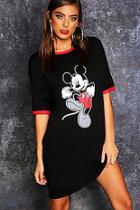 Boohoo Mickey Original Ringer T Shirt Dress
