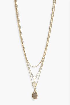 Boohoo Chain And Stone Layered Necklace