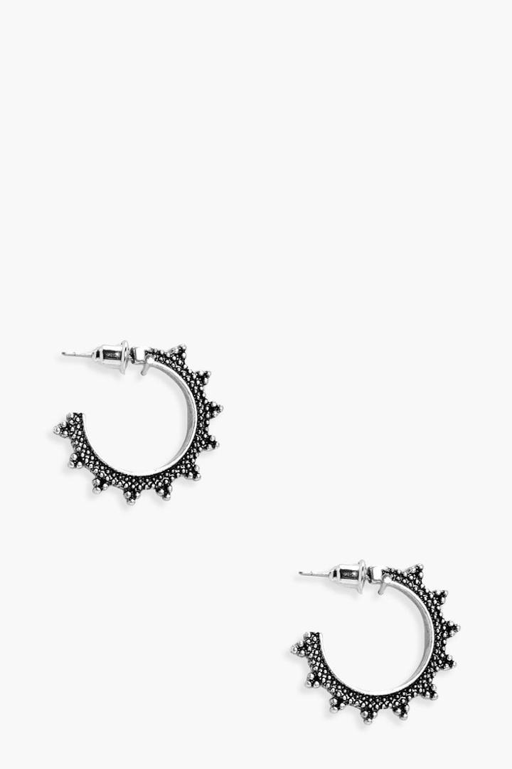 Boohoo Eastern Bent Hoop Earrings Silver