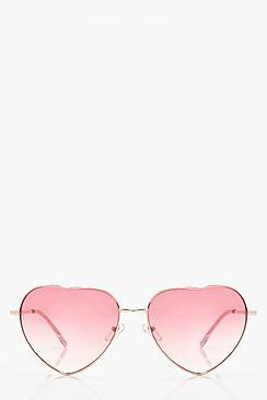 Boohoo Ellie Heart Pink Lens Sunglasses