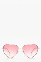 Boohoo Ellie Heart Pink Lens Sunglasses