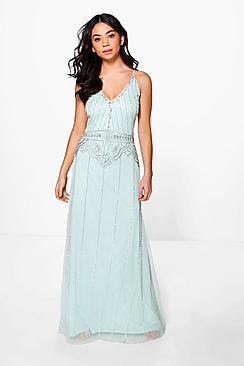 Boohoo Boutique Tasha Beaded Strappy Maxi Dress