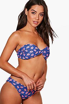 Boohoo Cannes Lips Twist Bandeau Bikini