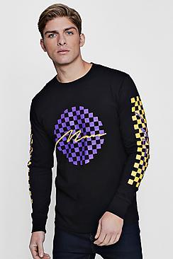 Boohoo Long Sleeve Man Signature Check T-shirt