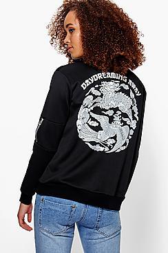Boohoo Jasmine Japanese Embroidered Bomber