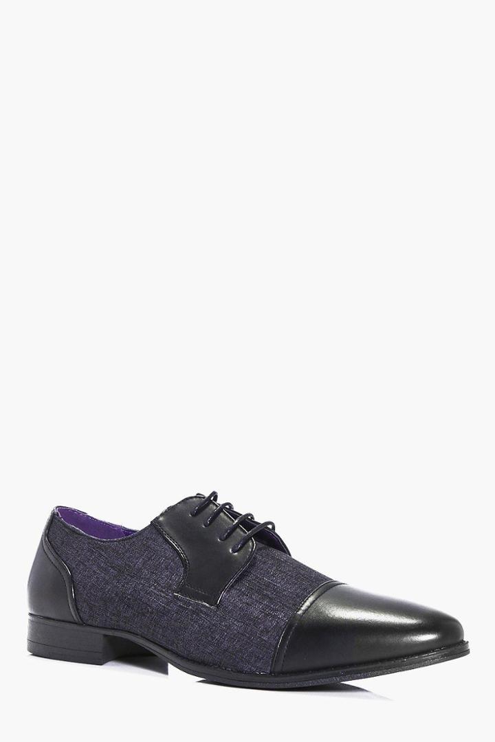 Boohoo Mix Panel Formal Lace Up Shoe Black