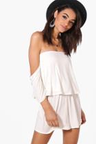Boohoo Daria Off Shoulder Crop Short Co-ord Set Ivory