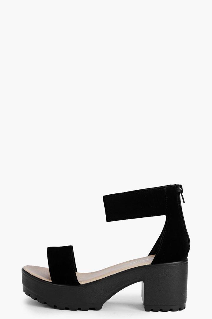 Boohoo Eliza Ankle Strap Cleated Sandal Black