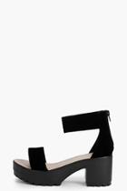 Boohoo Eliza Ankle Strap Cleated Sandal Black