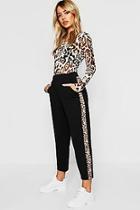 Boohoo Petite Leopard Print Stripe Cigarette Trouser