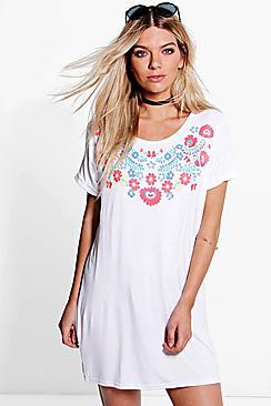 Boohoo Sophie Flower Printed T-shirt Dress