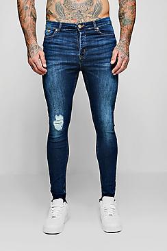Boohoo Spray On Skinny Jeans With Single Knee Rip