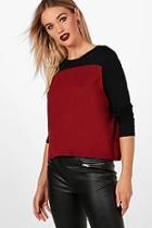 Boohoo Christina Contrast Colour Block Long Sleeve Top