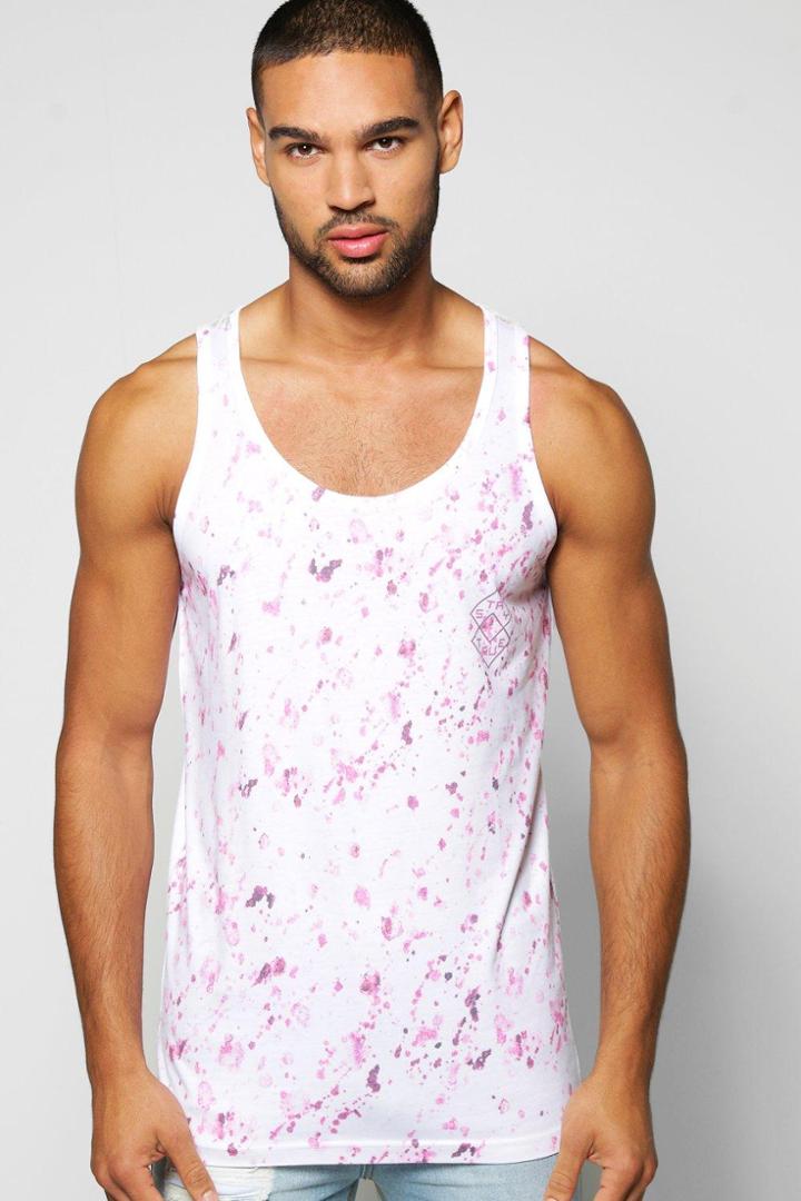 Boohoo Splatter Sublimation Tank Top Pink