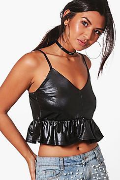 Boohoo Petra Peplum Metallic Cami