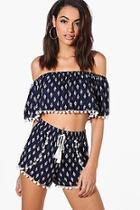 Boohoo Leah Woven Frill Bandeau Crop & Short Co-ord