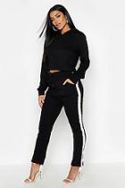 Boohoo Cropped Oversized Hoody And Side Stripe Panel Tracksuit