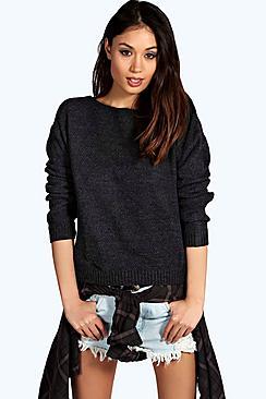 Boohoo Round Neck Moss Stitch Jumper