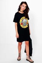 Boohoo Guns & Roses Licence T-shirt Dress Black