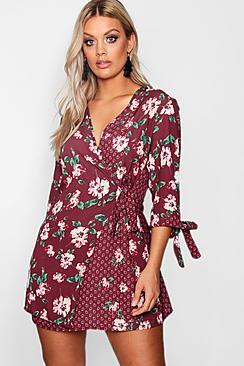Boohoo Plus Sandy Printed Wrap Dress