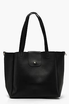 Boohoo Popper Tab Shopper Tote