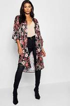 Boohoo Satin Bubble Contrast Collar Kimono