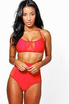 Boohoo Milan Mesh Insert High Waisted Bikini