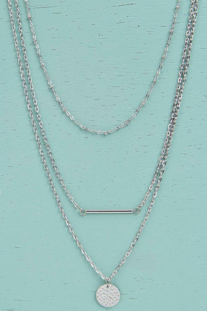 Boohoo Maria Bar And Coin Layered Necklace Silver
