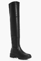 Boohoo Jemima Knee High Cleated Boot Black