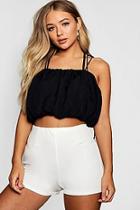 Boohoo Ria Puff Ball Halter Crop Cami