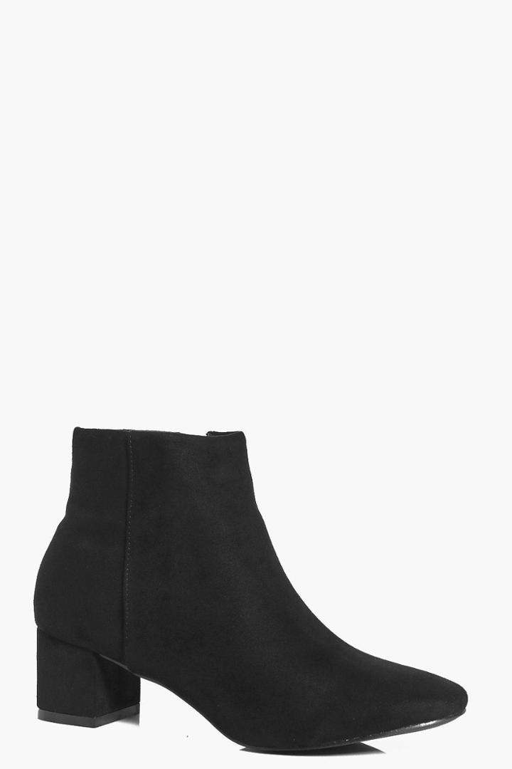 Boohoo Anya Block Heel Ankle Boot Black