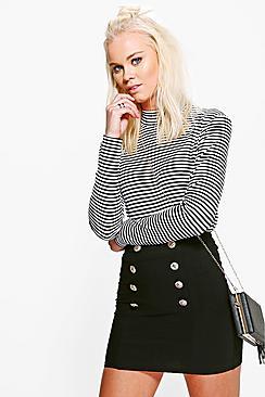 Boohoo Nadia Button Detail Mini Skirt