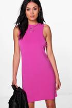 Boohoo Emily High Neck Sleeveless Bodycon Dress Magenta