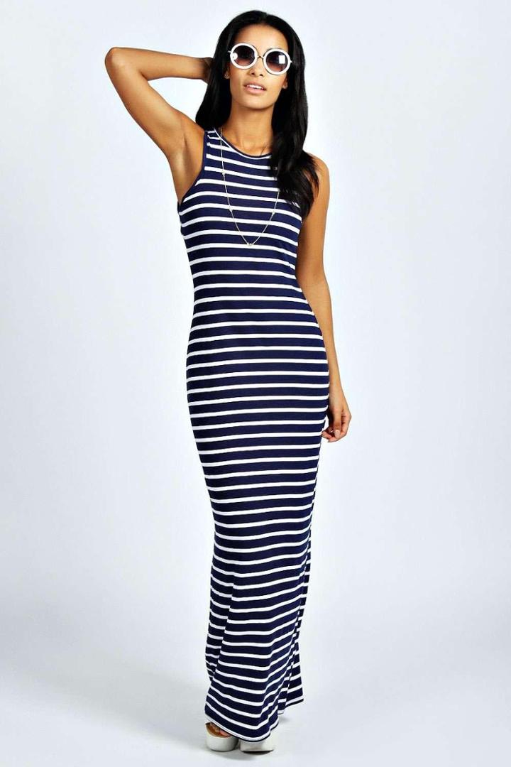 Boohoo Darcey Striped Cut Away Maxi Dress Multi